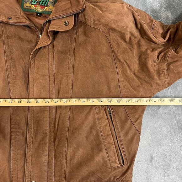 Vintage Global Identity G-III Men's Size L Brown Leather Bomber Jacket - Picture 8 of 14